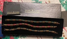 Vintage Joan Rivers Gold Tone Bracelets 3 Red Green Blue