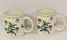 Set of 2 Studio Nova GARDEN BLOOM Y-2372 Mugs Cups Flowers Butterflies 3.75"