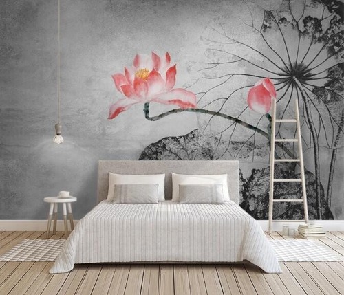 3D Ink Lotus ZHUA42616 Wallpaper Wall Murals Removable Self-adhesive Ann - Picture 1 of 11