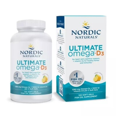 Nordic Naturals Ultimate Omega-D3 120 Softgels 1280mg Best by 05/2026 Free Ship