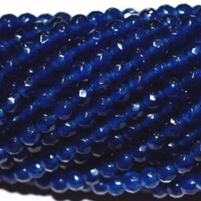 Natural 6mm Faceted Dark Blue Jade Gemstone Round Loose Beads 15'' Strand