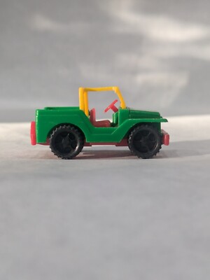 Bruder Plastic Mini Jeep.Green, Yellow, And Red