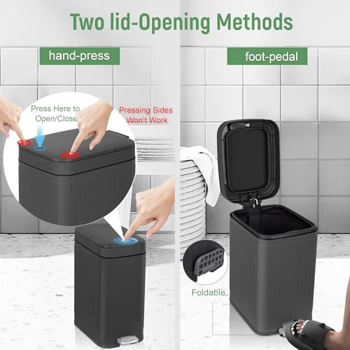 Small Bathroom Trash Can with Lid Slim Soft Close Garbage Can Step - Picture 8 of 8