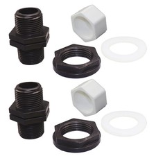 2Pcs 1/2Inch Rain Butt Through With External Thread Tank Screw Connection Kit