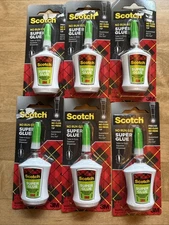 LOT 6 Scotch Super Glue No Run Gel Precision Applicator No Mess Tip 0.14 oz Each