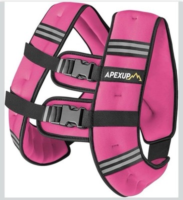 APEXUP Weighted Vest Pink Reflective Strips Adjustable Buckle Balanced Pocket