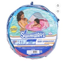 SwimWays Baby Spring Float with Adjustable Canopy and UPF Sun Protection, Pink