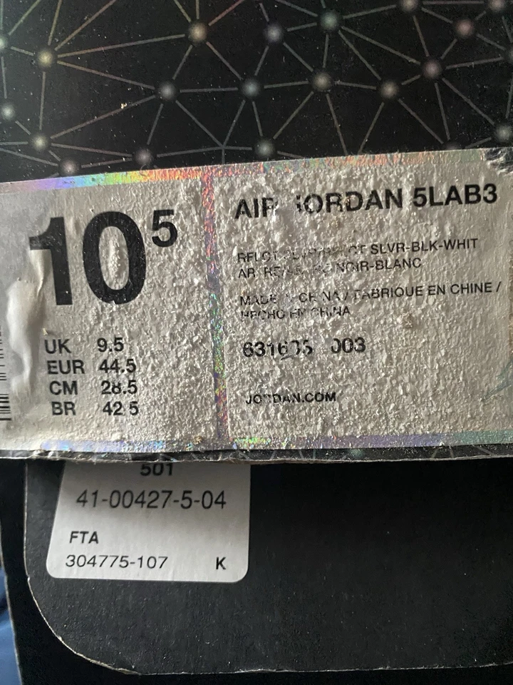 Size 10 - Air Jordan 3 5Lab3 Reflective Silver - Image 3 of 4