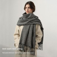 Womens Thick Plaid Winter Scarf Oversized Shawl Wrap Warm Soft Tassel Fringe