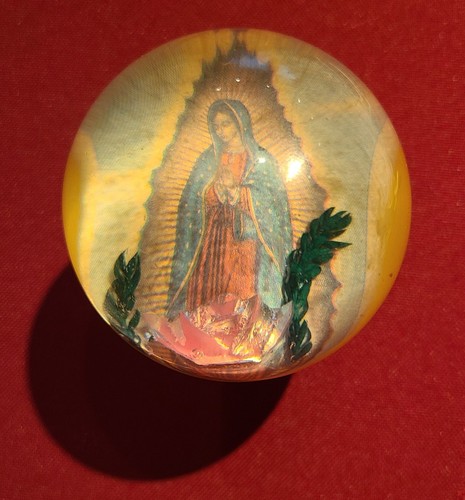 Rare Vintage 60s/70s Lucite Virgin of Guadalupe  Steering or Gear Shifter Knob