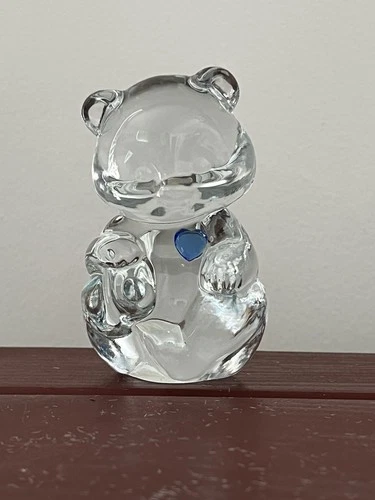 Vintage Fenton Birthstone Bear September Sapphire Blue Figurine Paperweight