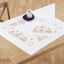 Herrschners  Holiday Gingerbread Road Table Topper  Table Runner Stamped