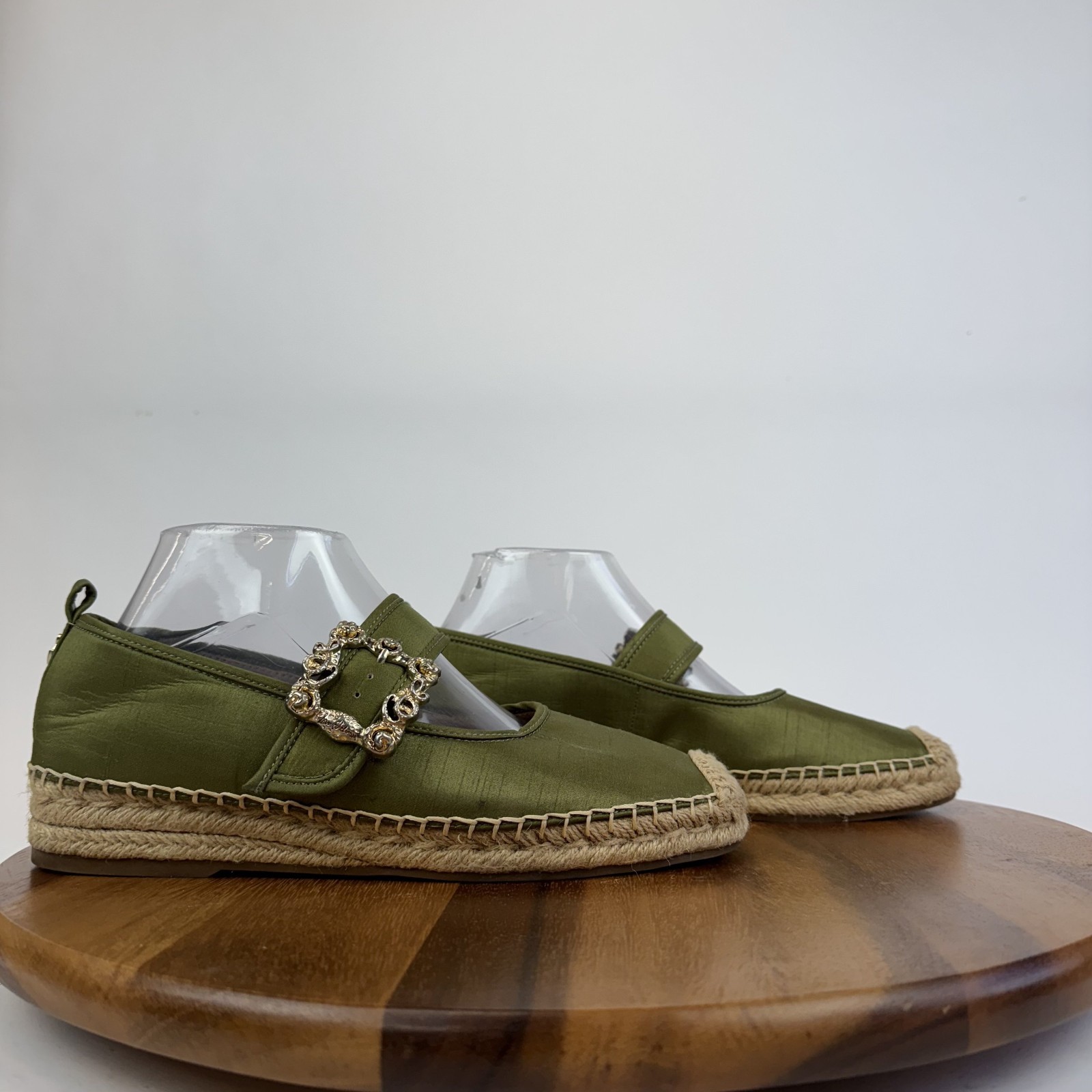 New Womens Sam Edelman Maddy Green Espadrille Mary Jane Flats Size 10 M NWOB
