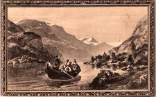 Artist HANS GUDE "Brudefaerden I Hardanger" NORWAY Postcard