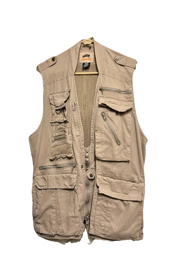 Humvee 100% Cotton Khaki/Beige Travel Photo Safari Fish Hunt Vest Mens Large
