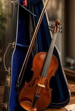 Akustische Violine braun 4-saitig mit Kinnhal...