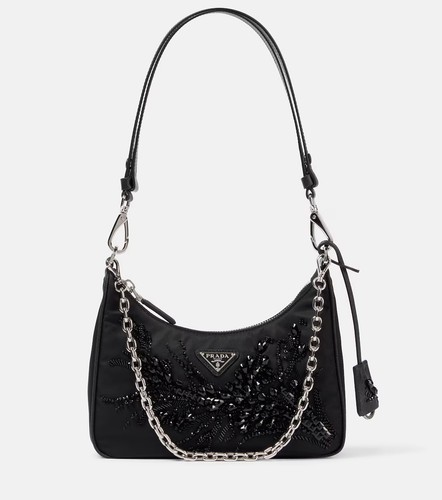Prada Re-Edition Embellished Nylon Black Shoulder Bag