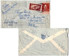 Portugal 25c Rowland Hill and 5e Propeller 1940 C.T.T., Lisboa Airmail to New Yo