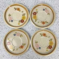 Vintage Mikasa Stone Manor Floribunda Saucers Plates Set of 4 Floral Japan 6.5"