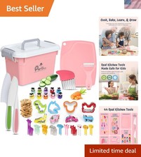 Toddler Cooking Set with Safety Knives Utensils Peeler Cutting Board Kids Kit...