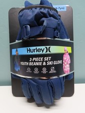 Hurley Kids Youth Cold Weather Knitted Beanie Ski Gloves Set Size S 4-7 yrs