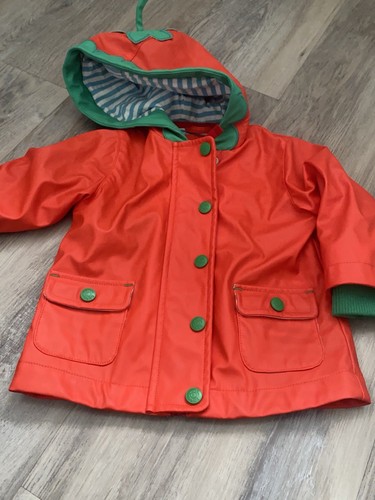 BODEN Baby Girls Raincoat Red Tomato Design Age 3/6 Months Vgc - Picture 4 of 8