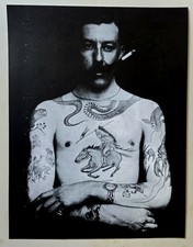 antique 1900s UK brit sutherland macdonald tattooed man tattoo photo 11x14 print