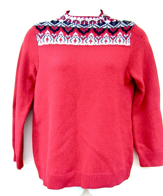 COLDWATER CREEK RED BEADED PATTERN H0LIDAY SWEATER SZ 16 ~NWOT~