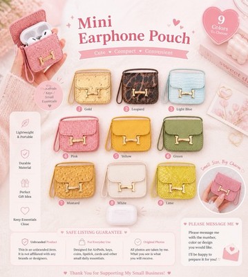 Mini Earphone Pouch | AirPods Case | Coin Purse | Key Holder | Multiple Colors