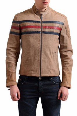 Gianfranco Ferre Men's 100% Leather Brown Full Zip Jacket  Size 2XS XS S L 2XL