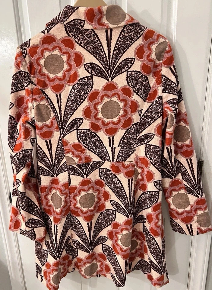 Anthropologie FEI размер 14 многоцветный цветочный тяжелый матовый хлопок с подкладкой пальто б/у в отличном состоянии - Изображение 2 из 4