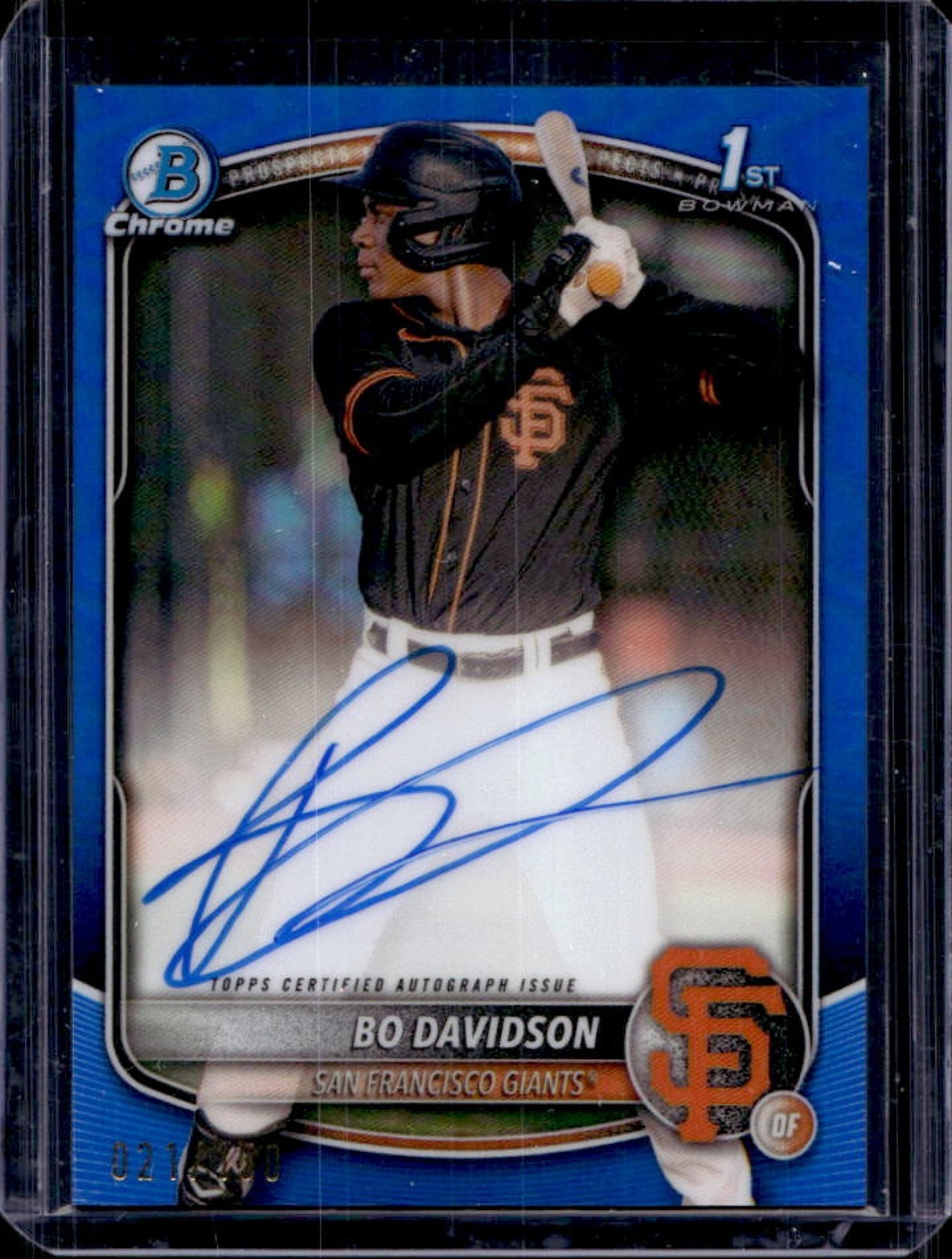 2025 Bowman Chrome Bo Davidson Auto Blue Refractor 1st Prospect #21/150 Giants