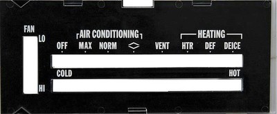 1970-72 Camaro; Heater Control Lens; with Air Conditioning; with Black Backing
