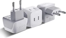 Ceptics European Travel Plug Adapter Dual Input USA to Type C Countries White