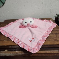 Garanimals Pink Owl Lovey Security Rattle Baby Plush LOVE Stars Dots Satin