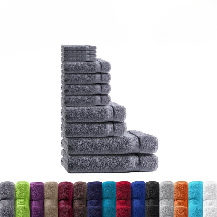 Handtücher Set 12 tlg Premium Frottee 100% Baumwolle 500g/m² Gästetuch Duschtuch