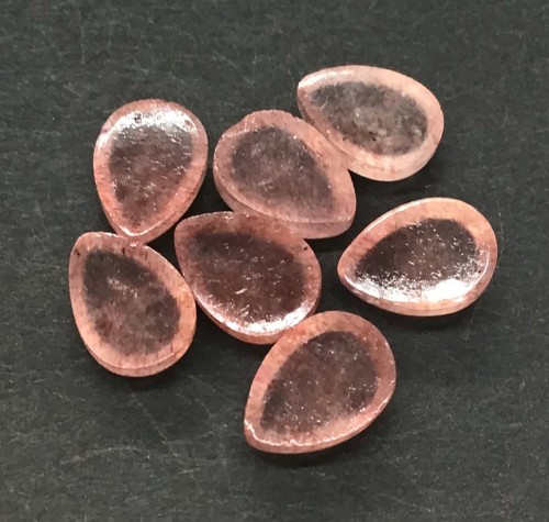 Natural Pink Strawberry Quartz Pear Flat Back Loose Gemstone For Making Jewelry - Picture 13 of 19