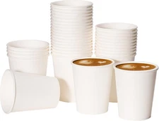 8oz Disposable Paper Coffee Cups with White Lids Hot/Cold Beverage Drinking Cup