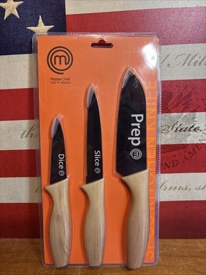 MasterChef 3 Piece Kitchen Knife Set Paring Utility Santoku - NIP