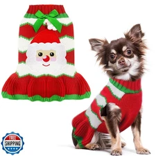 PETCARE Christmas Dog Dress Sweater with Harness Hole Cute Santa 