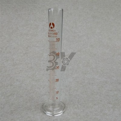 One 50mL Graduated Measuring Glass Cylinder Lab Borosilicate Glassware #za