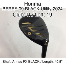 Honma BERES 09 BLACK Utility 2024 U Hybridー 19 40.5" Armac FX BLACK Regular Righ