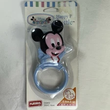 NIB Vintage Playskool Disney Babies Mickey Mouse Blue Teethin Ring Rattle Infant