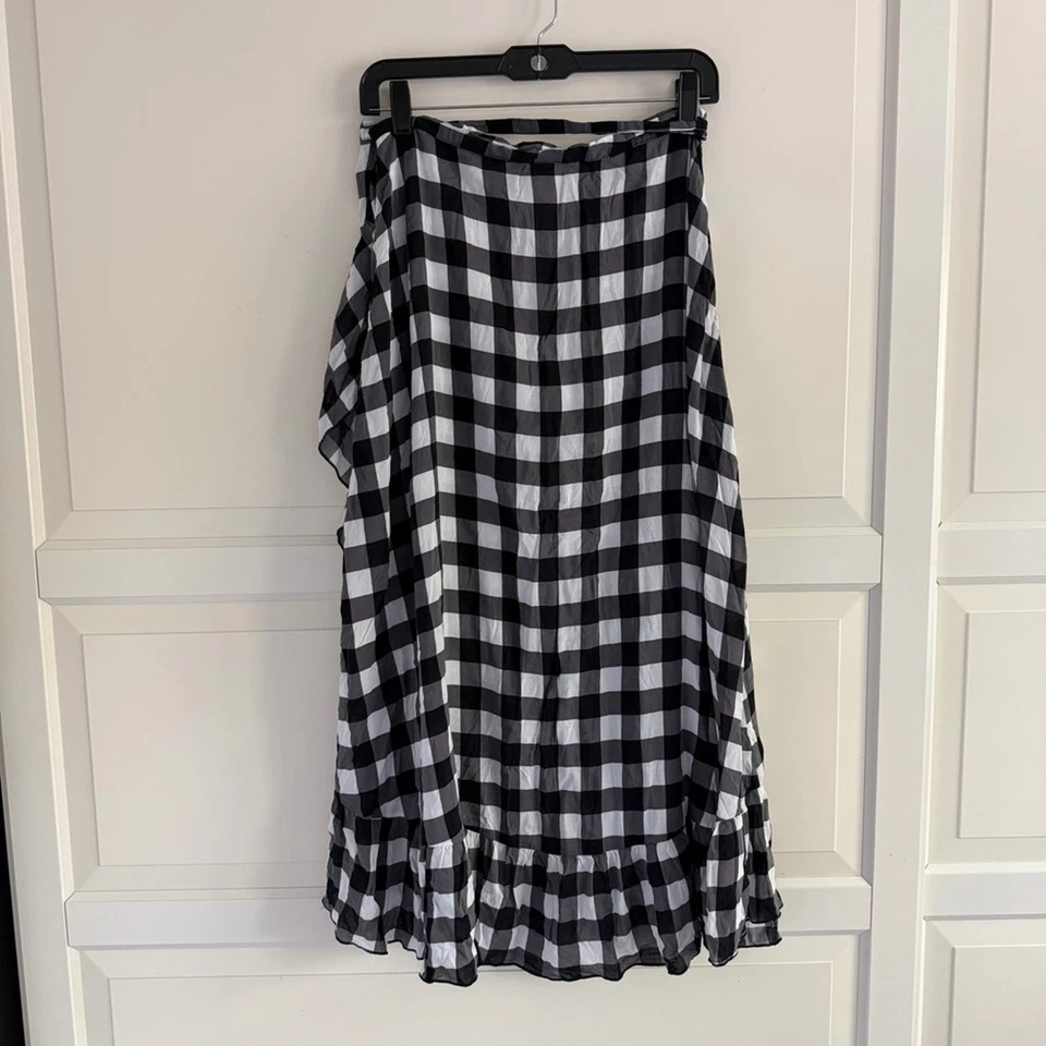 Saia pareo Kate Spade xadrez preto e branco estampa de gingham 41058 - Imagem 2 de 4