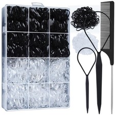 1500 PCS Clear Elastic Hair Ties - Mini Rubber Bands, Ponytail Holders, Kids  W