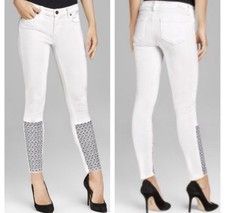Paige Verdugo Ankle Skinny Jeans White Lucy Embroidered Bottoms Women's Size 27