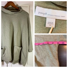 Pure Jill Affinity French Terry Womens XL Pima Cotton Cowl Neck Pockets Sweater