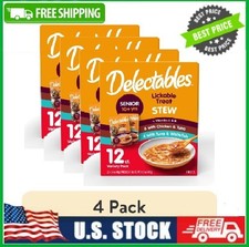 4 pack Delectables Stew Senior 10 Variety Pack Lickable Cat Treats, 12-Pack