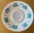 Vintage Hazel Atlas Kitchen Aids Pattern, Turquoise Saucer Milk Glass, 5.5 In