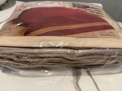 dnz GULCAN Cotton Greek Key Pattern Blanket, Beige, 200 x 220 cm, No Bleach